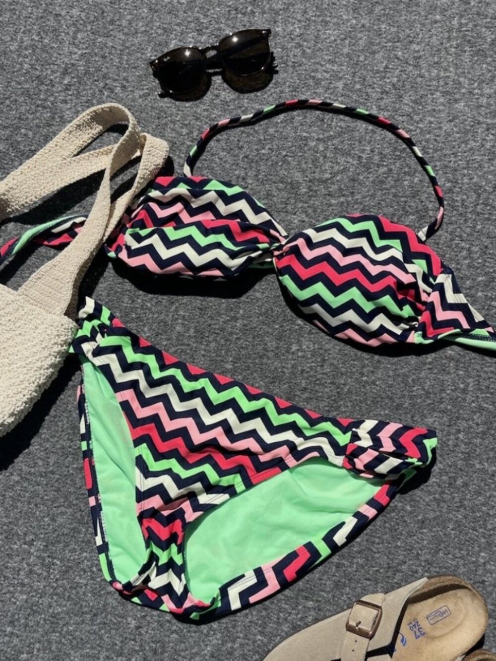 Xhilaration Bikini Chevron Multicolor - Size L Top and XL Bottoms